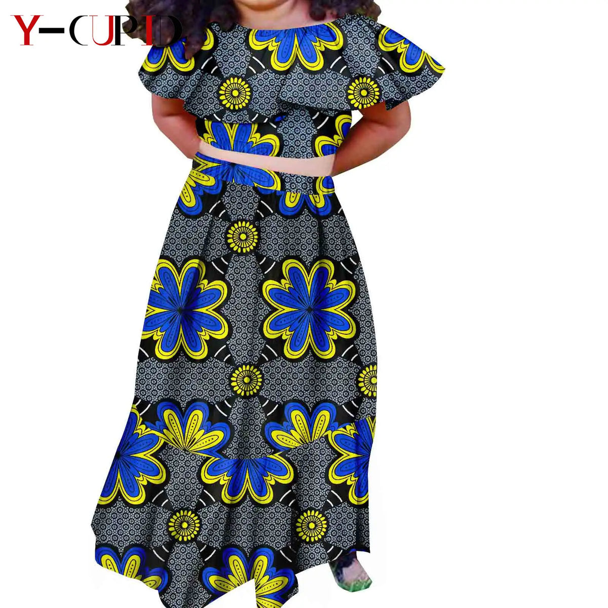 Conjunto Top Falda Ankara Doble Volante Niña | Fiesta | Tallas S-XXL | Tico Trendy