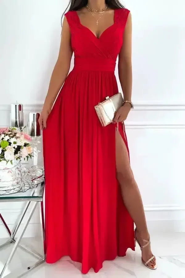 Vestido de Verano 2025 con Encaje | Abertura y Escote en V | Elegante