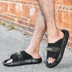 Sandalias Hombre Cuero Artificial Planas Gancho Lazo Casuales Moda | Verano