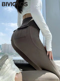Leggings Piel Tiburón Cargo | Cintura Alta Elástico Sexy | Bolsillo Fitness Deporte PV | Ticotrendy
