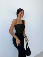 Traje de Baño Enterizo Un Hombro | Plisado Elegante y Sexy
