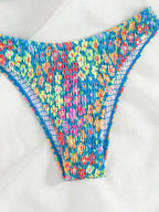 Bikini con Estampado Floral, Halter Ahumado y Parte Inferior de Tiro Alto