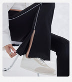 Pantalón Acampanado Curva Raya | Micro Flare Tobillo Dividido | Piel Tiburón Cintura Alta Sexy