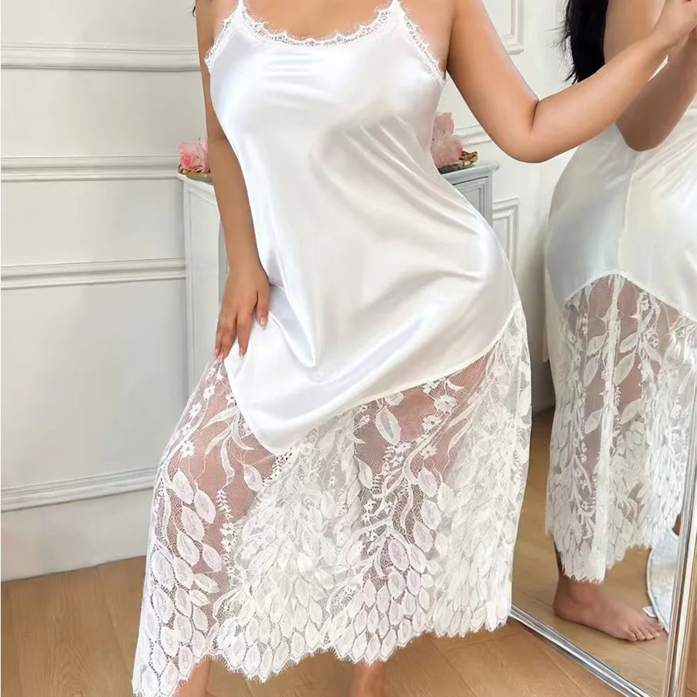 Camisón con Encaje Calado | Cuello en V | Talla Grande