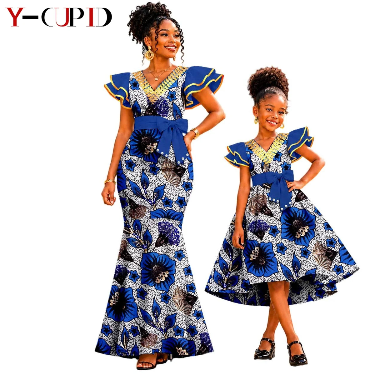 Vestido Sirena Mangas Volante Madre e Hija | Tico Trendy