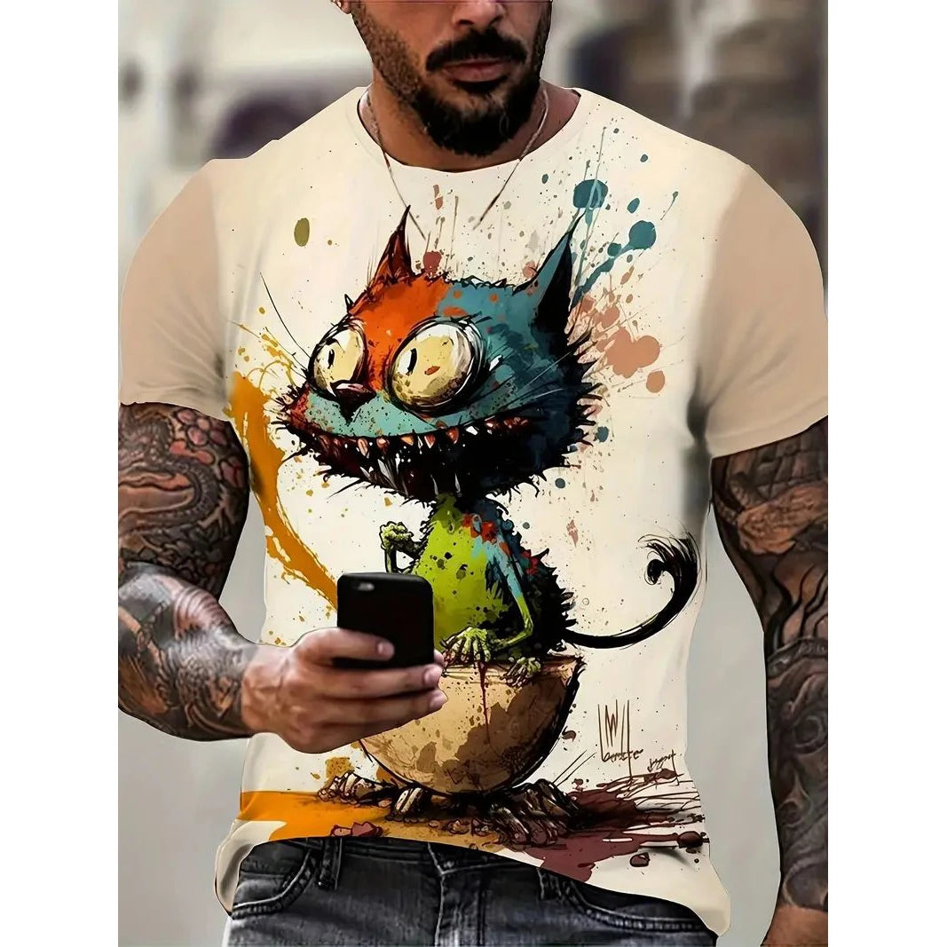 Camiseta Oversize Hombre ∣ Estampado Animal ∣ Moda Urbana Verano