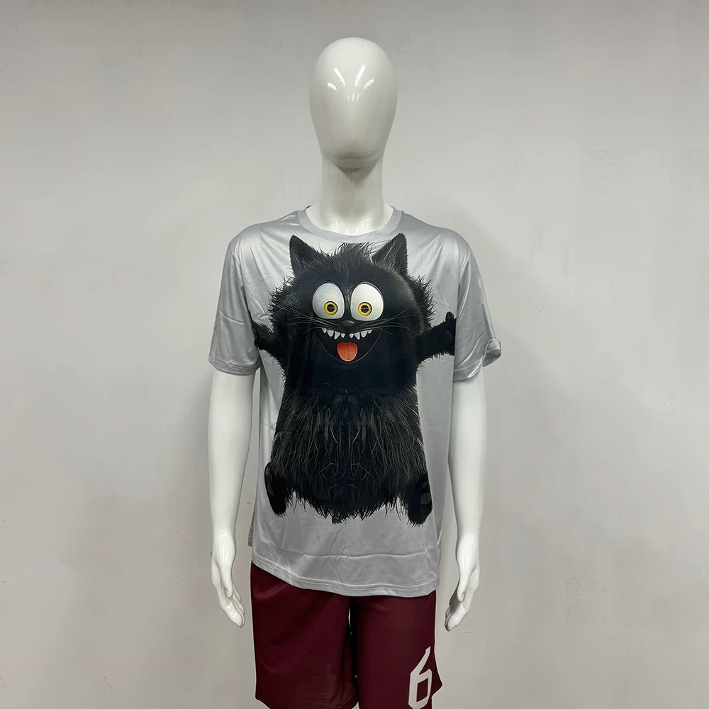 Camiseta Hombre 3D ∣ Estampado Gato ∣ Moda Oversize ∣ Cuello Redondo