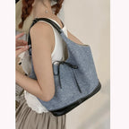 Bolso de hombro Simple de gran capacidad para mujer, bolsos de mano femeninos de color de contraste, bolsos de axilas casuales, bolsos de mano de moda para damas