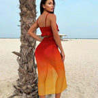 Bikini de Malla con Degradé - Conjunto de Tres Piezas con Estilo