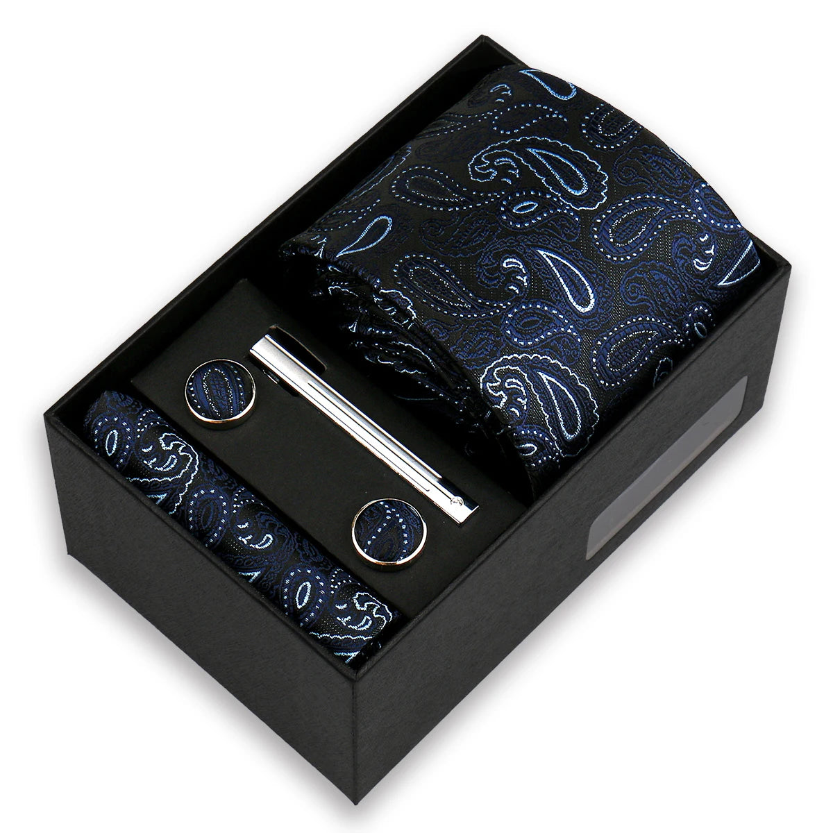 Conjunto De Lujo Corbata Pañuelo Clip Gemelos Accesorio Para Hombres