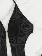 Traje de Baño Una Pieza | Cuello Halter y Lazo Lateral | Monocromático | Verano
