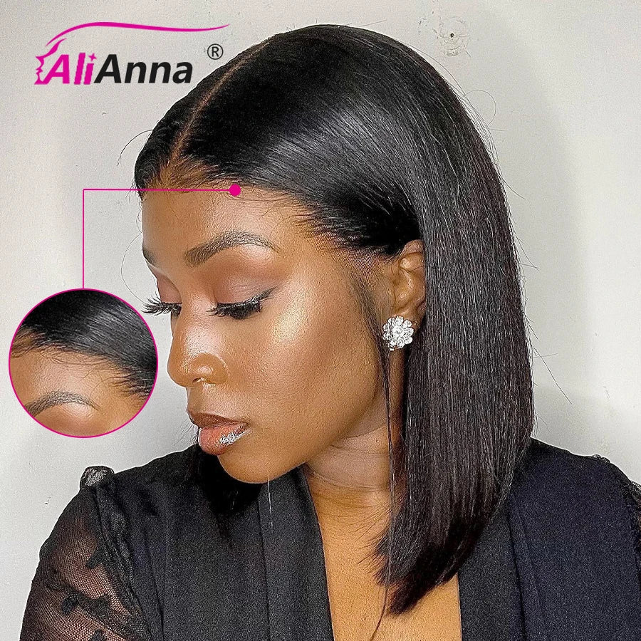 Peluca de cabello Bob sin pegamento, cabello humano listo para usar, pelucas con cierre de encaje 4x4 para mujeres, pelucas de cabello humano liso, peluca Bob corta