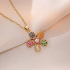 Collar Girasol Circón ∣ Acero Inoxidable Colorido ∣ Lujo Cool Hip Hop ∣ Ticotrendy