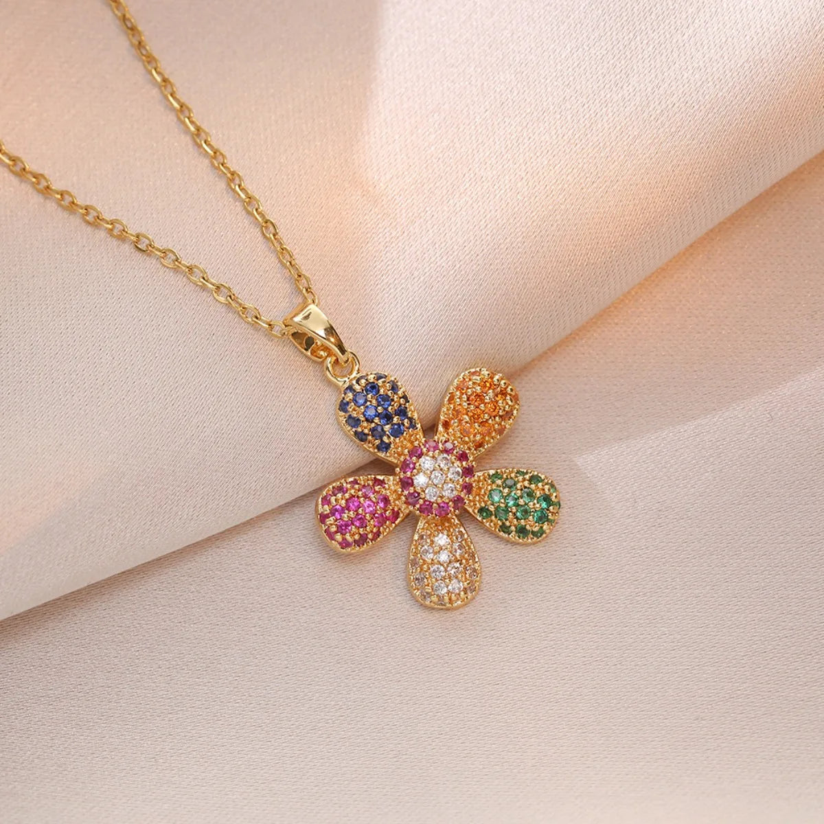 Collar Girasol Circón ∣ Acero Inoxidable Colorido ∣ Lujo Cool Hip Hop ∣ Ticotrendy
