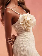 Vestido largo de verano para mujer, estilo francés, con apliques y sin espalda