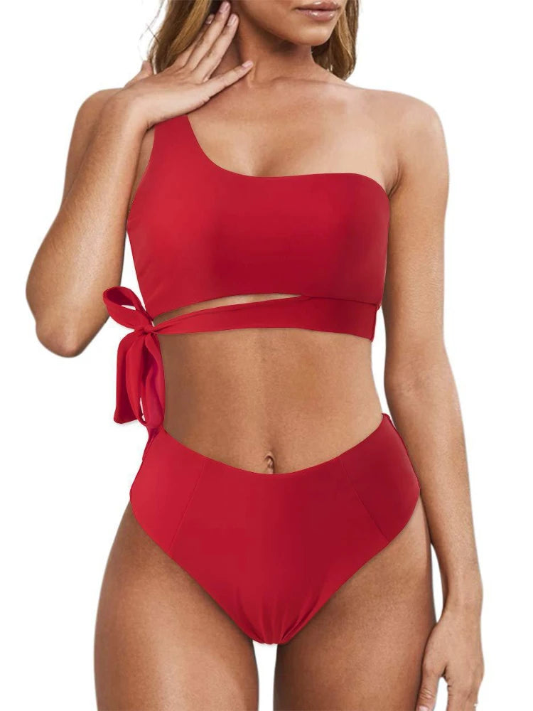 Bikini de Una Correa para Hombro - Traje de Baño Dividido