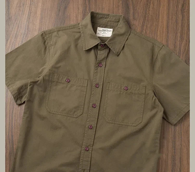 Camisa Casual Hombre | Estilo Retro | Algodón | Manga Corta | Bolsillos | Ticotrendy