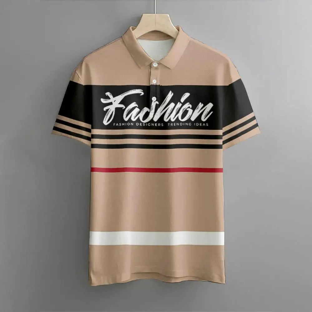 Polo Hombre Golf Casual Negocios Manga Corta Rayas | Respirable Elástico