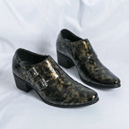 Zapatos Vestir Hombre Ticotrendy Piel Dividida Retro Punta Puntiaguda Boda | Con Hebilla