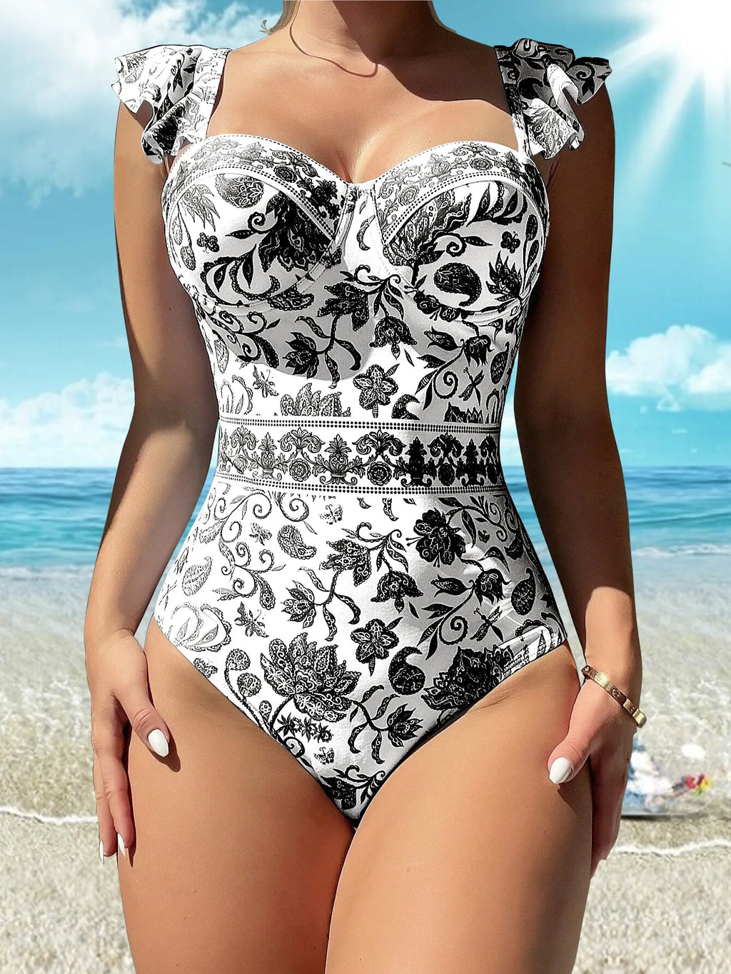 Traje de Baño de Una Pieza Sexy | Estampado Retro | Estilo Tico
