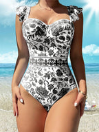 Traje de Baño de Una Pieza Sexy | Estampado Retro | Estilo Tico