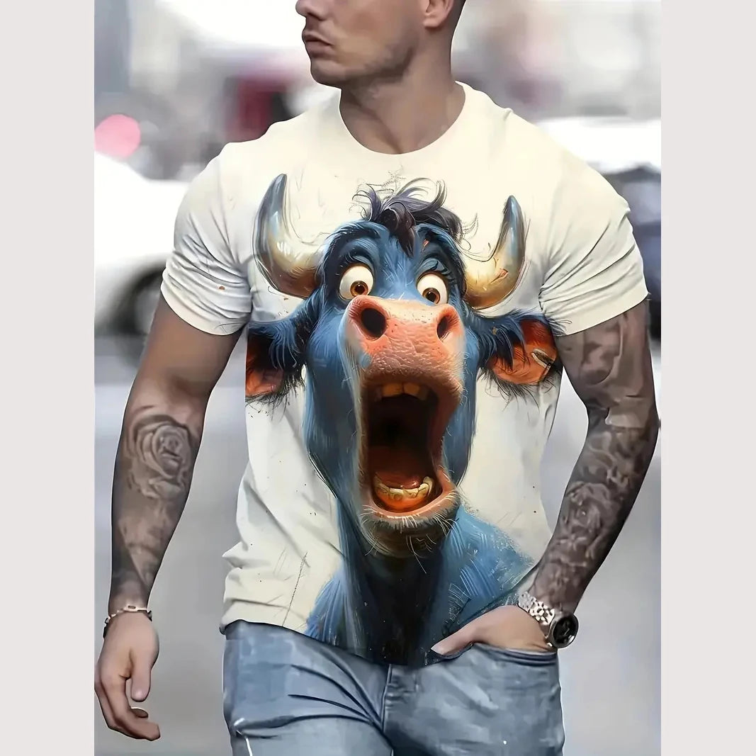 Camiseta Hombre 3D ∣ Estampado Gato ∣ Moda Oversize ∣ Cuello Redondo