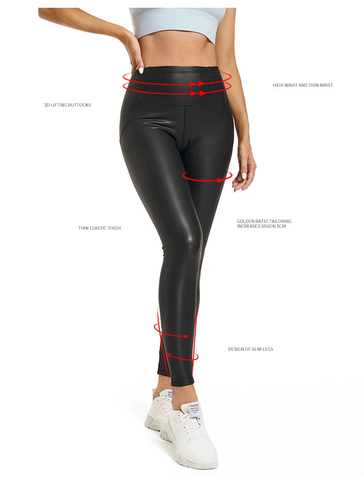 Leggings Piel Sintética Oveja | Realce Cálido Negro | Pantalón de Moda OI | Ticotrendy