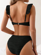 Bikini Push Up con Detalle Recortado y Volantes para Playa