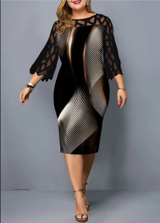 Vestido de Fiesta Floral | Talla Grande | Diseño Ahuecado