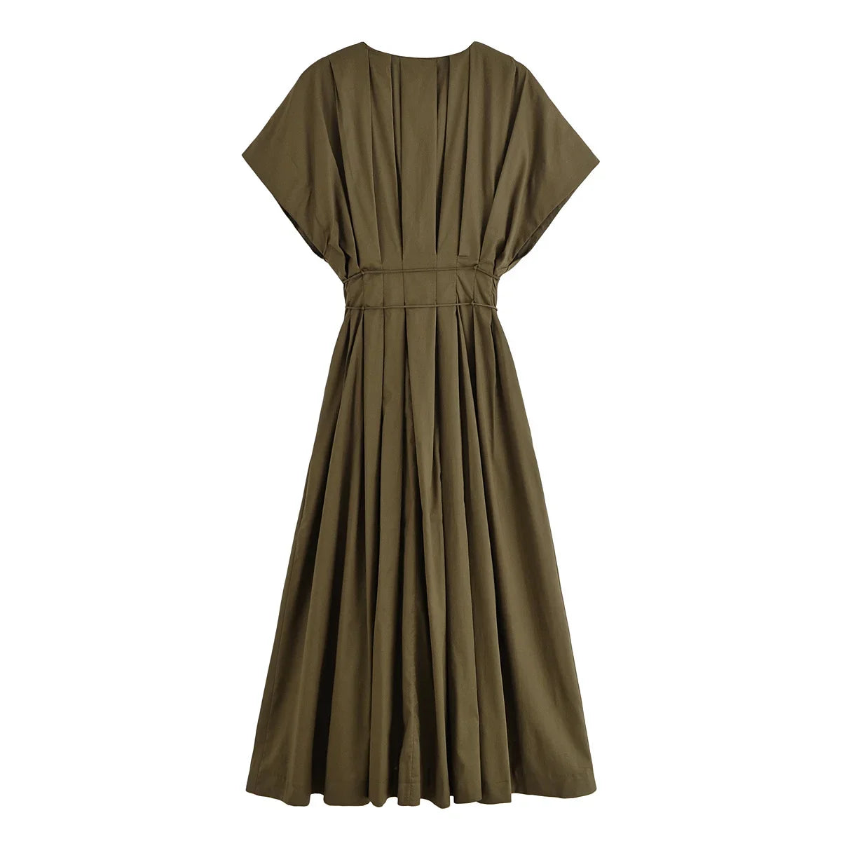 Vestido largo francés vintage | Con cuello en V y cordones