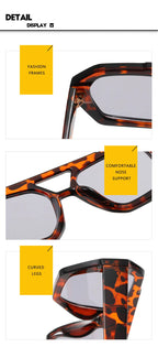 Gafas Sol Retro Doble Puente Montura Grande | Leopardo Té Degradado Moda Casual