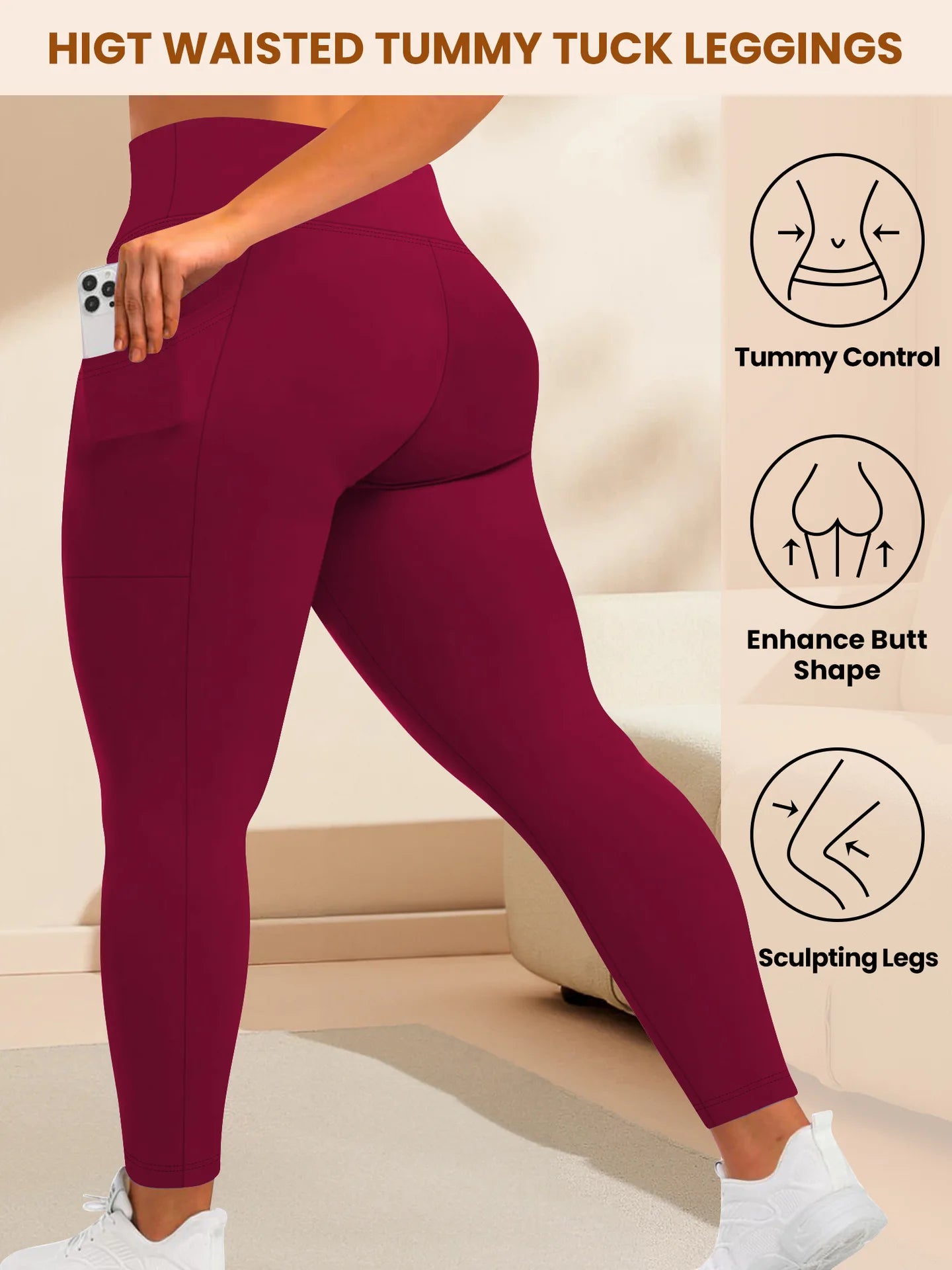 Leggings Yoga Talla Grande | Cintura Alta con Bolsillos | Levantamiento de Glúteos | Tico Trendy