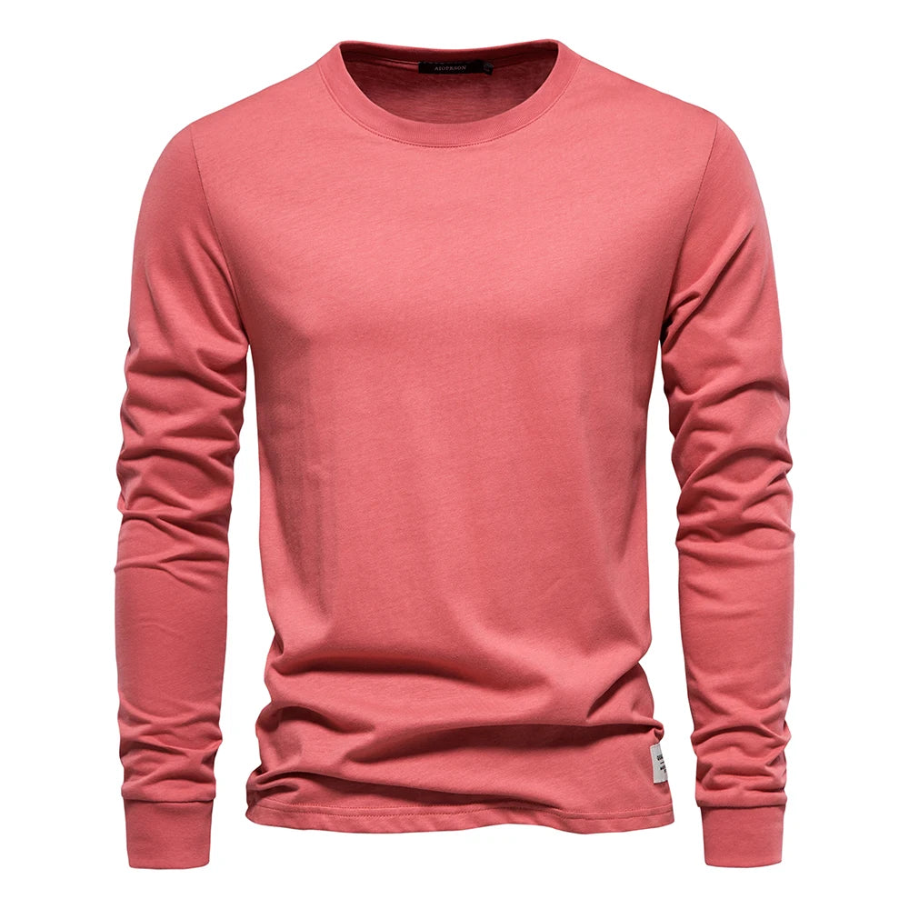 Camiseta Cuello Redondo Color Liso Hombre | Manga Larga Básica | Tallas XS-XXXL | Tico Trendy