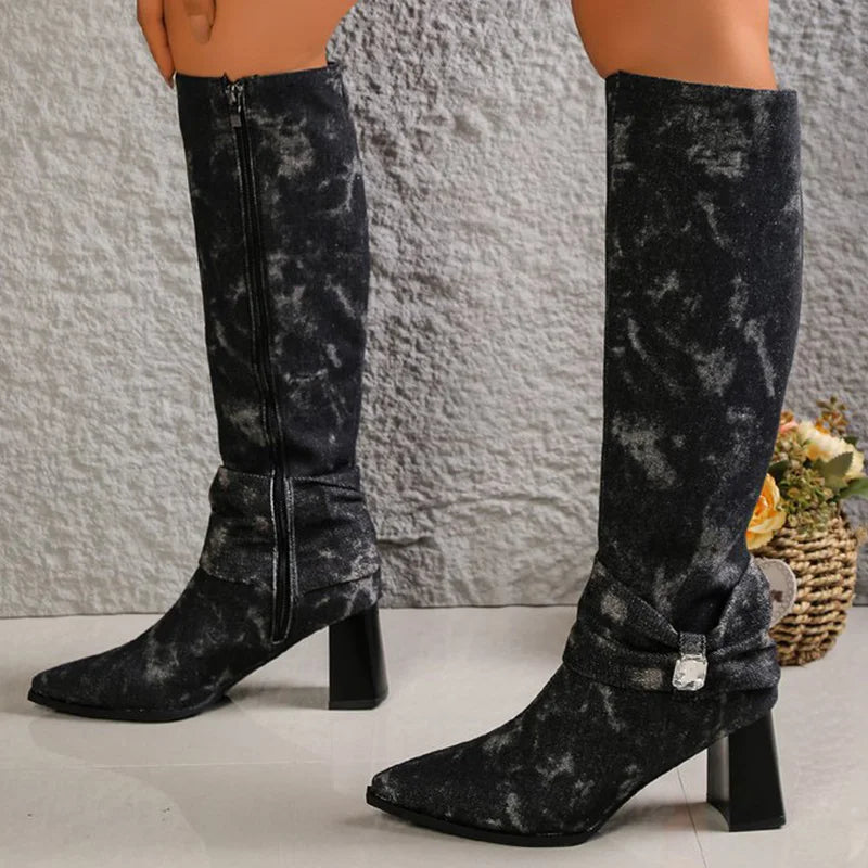Botas de Denim de Media Pantorrilla | Tacón Superalto