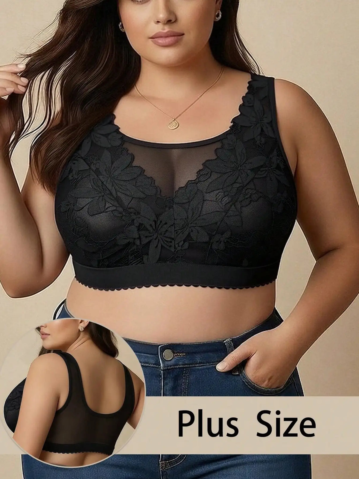 Bralette Blanco de Encaje Floral | Escote V y Tirantes Anchos | Sin Aros para Dormir | Tico Trendy