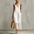 Vestido Largo Casual con Tirantes y Borlas