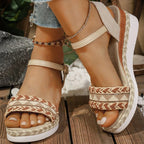Sandalias de Cuña | Plataforma Trenzada | Estilo Bohemio | Mujer