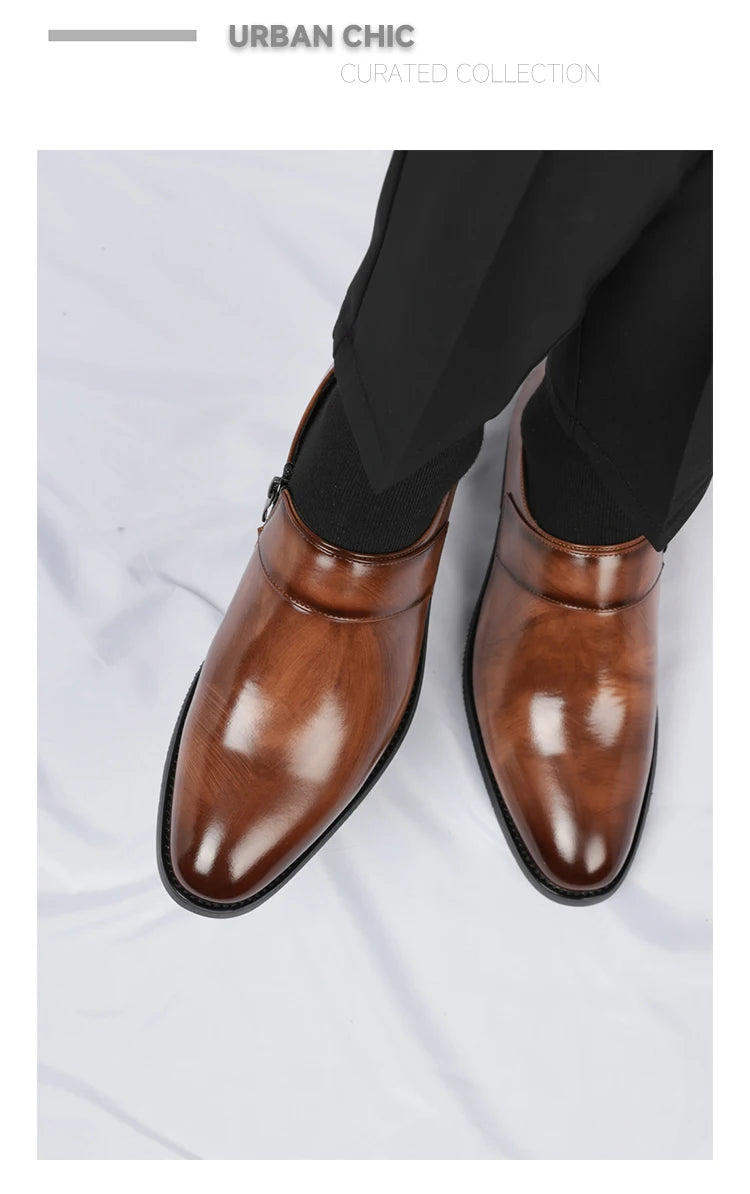 Zapatos Formales Morados Hombre | Charol Punta Estrecha Sin Cordones Cómodos Negocios