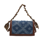 Bolso Hombro Vaquero Mujer Retro Estrellas Cinta Leopardo