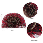 Turbante de encaje negro para mujer, gorro bajo bufanda, de flores grandes Hijab, sombreros musulmanes, gorro de flores, gorro de envoltura, sombreros islámicos, nuevo