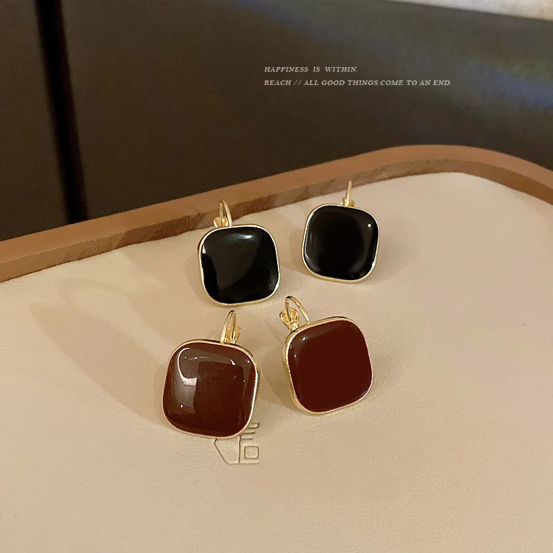 Pendientes de aro cuadrados rojos y negros reducidos geométricos para mujer, accesorios de joyería para mujer, regalos para amigos y familiares
