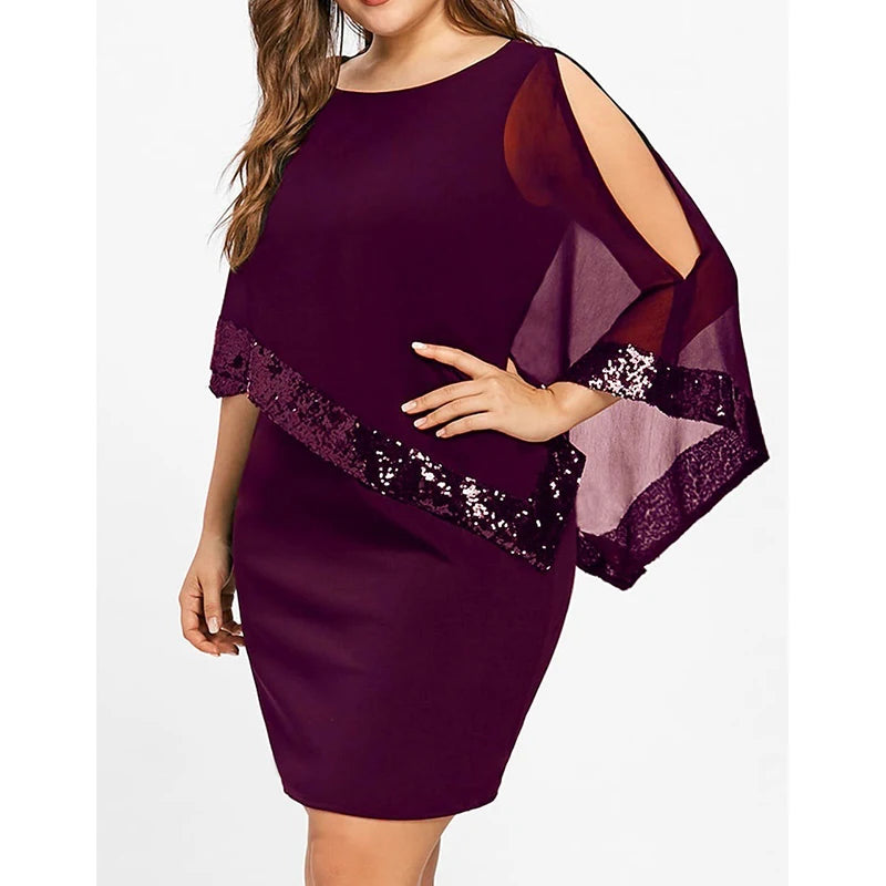 Vestido de Fiesta | Talla Grande | Lentejuelas y Hombros Descubiertos