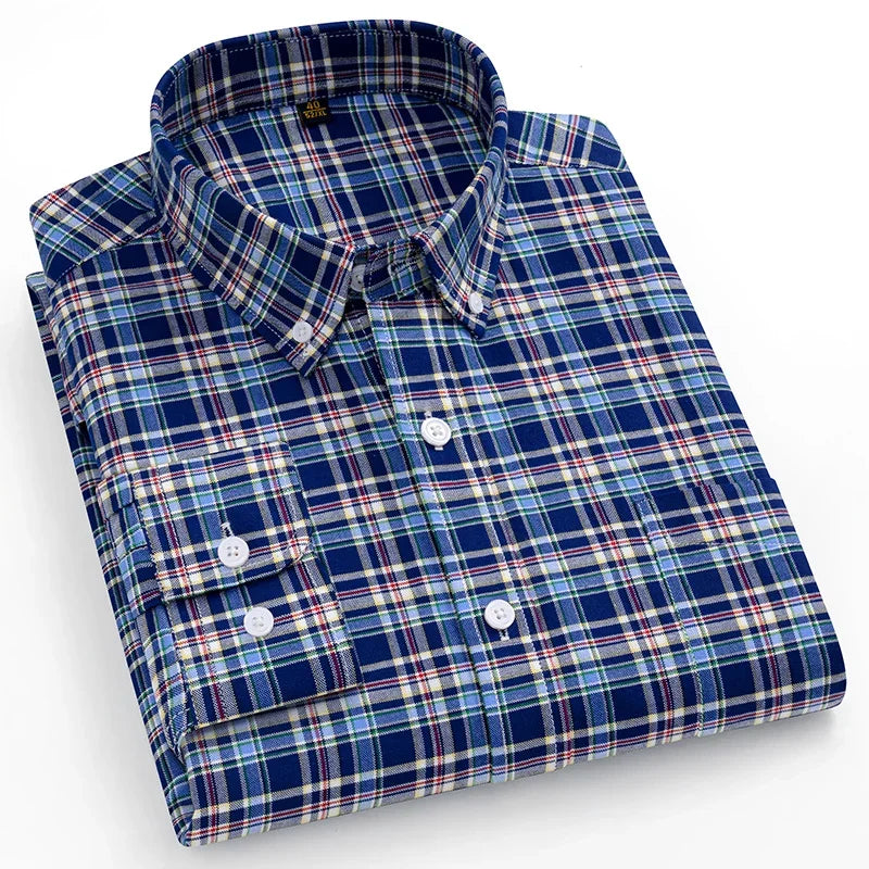 Camisa Oxford a Cuadros | Talla Grande y Pequeña | 100% Algodón | Manga Larga Hombre