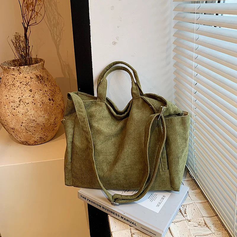 Bolso Mensajero Pana Retro Mujer Gran Capacidad Universitario