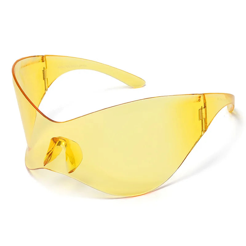 Gafas Sol Gran Tamaño Sin Montura Futuristas | PUNK Y2K Plateadas UV400 Espejo