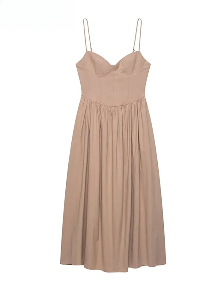 Vestido Largo Sexy con Tirantes, Cuello en V y Espalda Descubierta