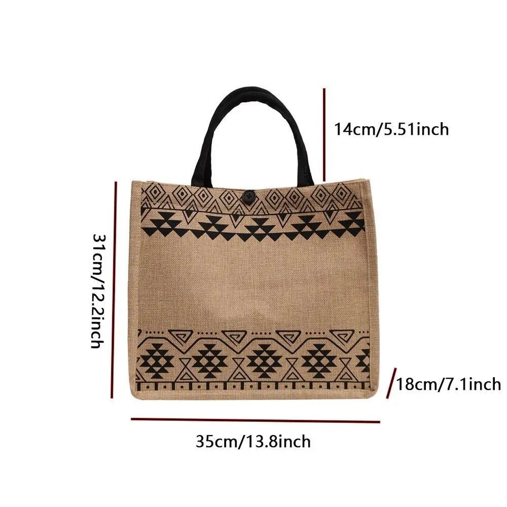 Bolso Tote Coreano Vintage de Lona Ecológica con Bordado para Mujer