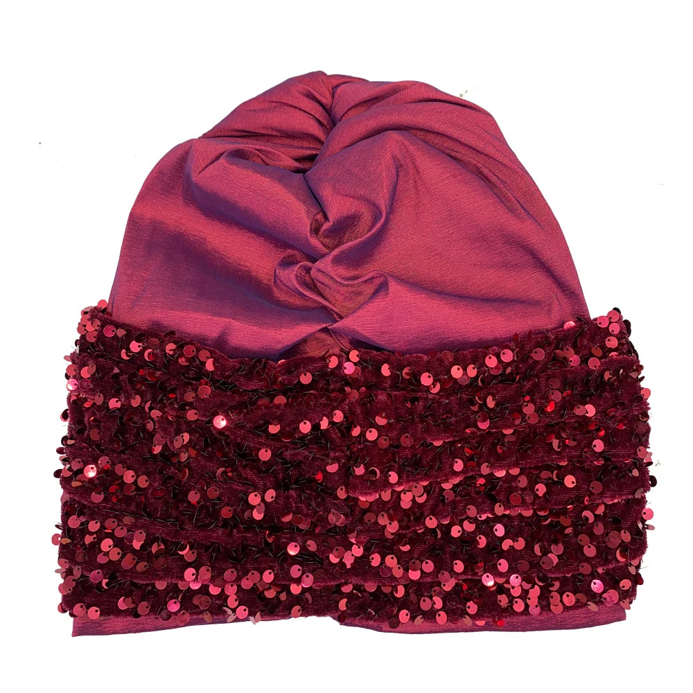 Turbante de Lentejuelas para Mujer Estilo Africano