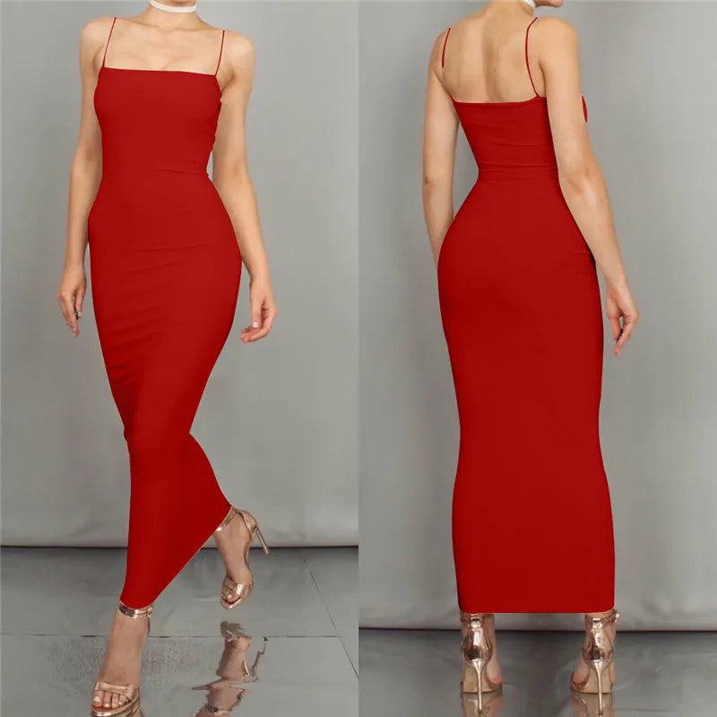 Vestido Sexy De Verano Ceñido Sin Mangas Espalda Descubierta 2025