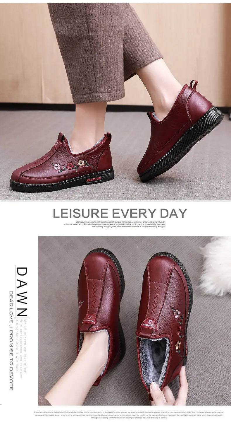 Zapatillas De Invierno Para Mamá | Mocasines Tipo Oxford Felpa Calidad
